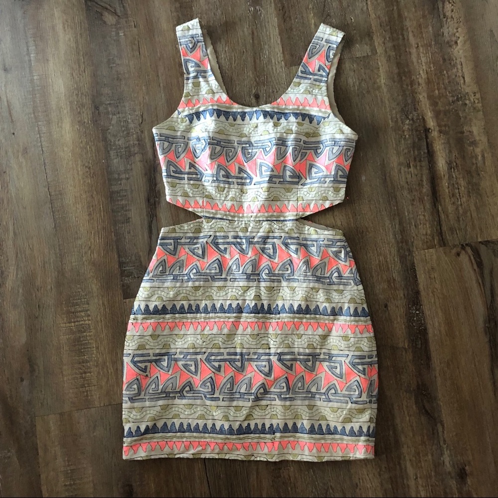 Patterned Cut-Out  Dress